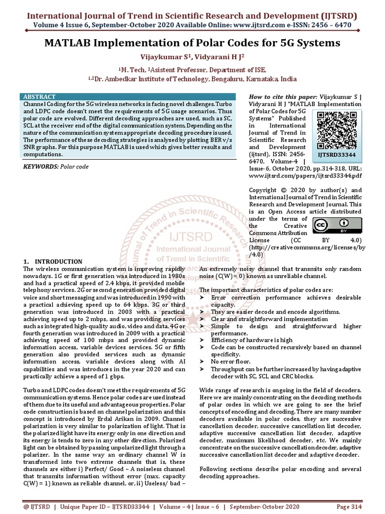 MATLAB Implementation of Polar Codes For 5G Systems | PDF | Low Density ...