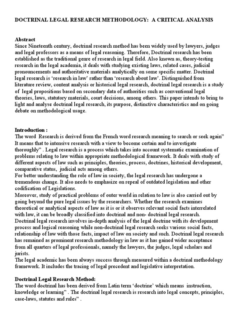 Doctrinal Legal Research Methodology Explained | PDF | Precedent ...