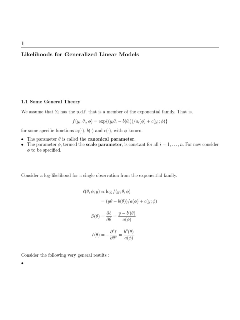 Generalized Linear Model Theory | PDF | Regression Analysis | Ordinary ...