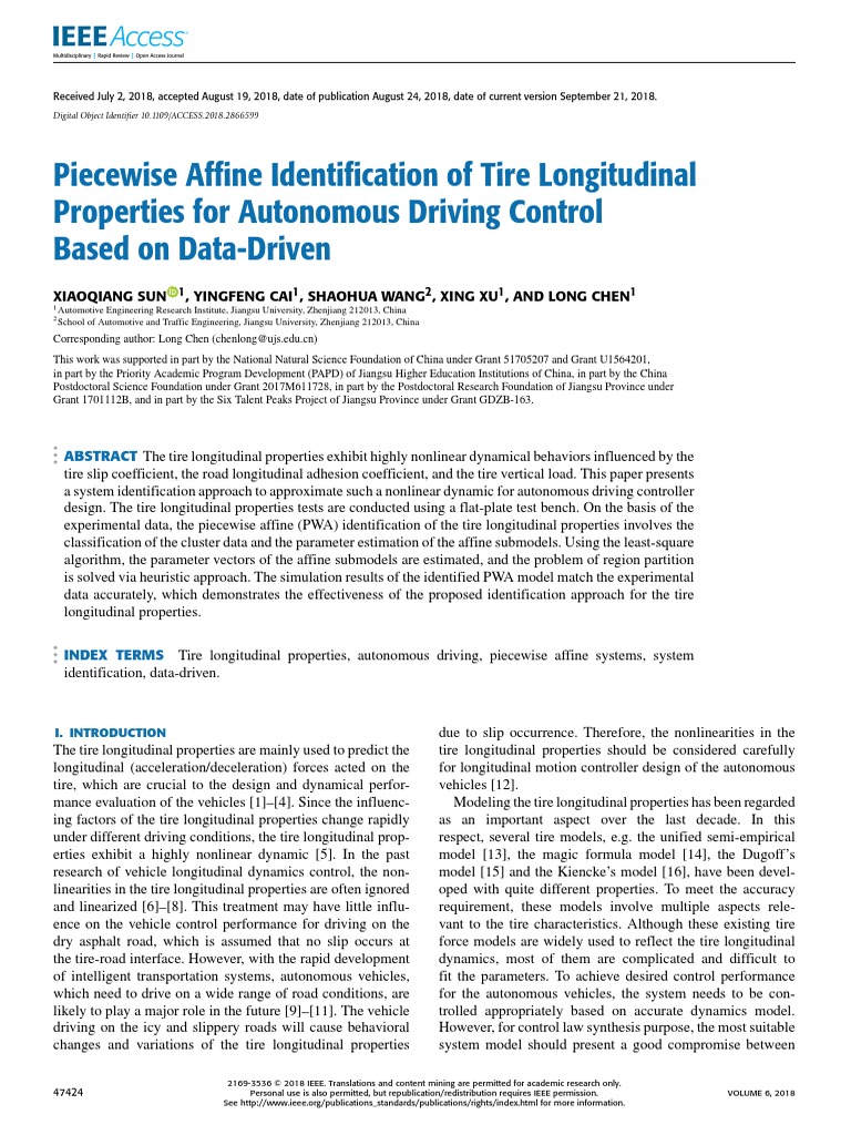 Tire Longitudinal Properties for Autonomous Driving | PDF | Nonlinear ...