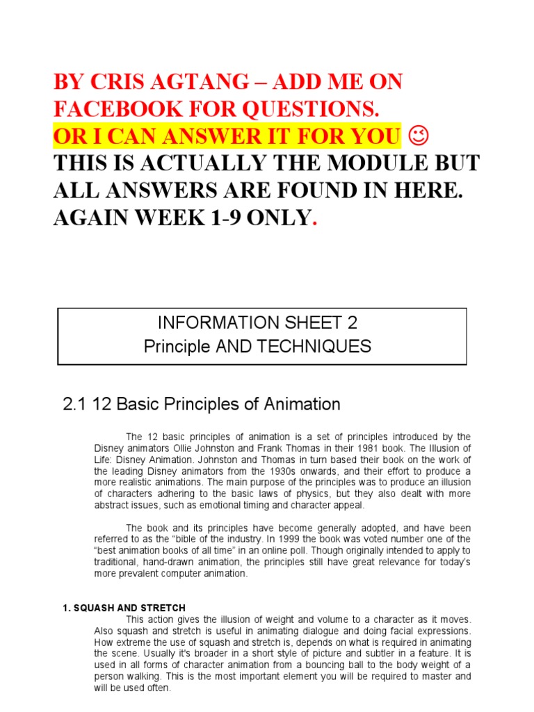 Animation NCII Part1 Week 1 9 Only | PDF | Animation | Cartoon