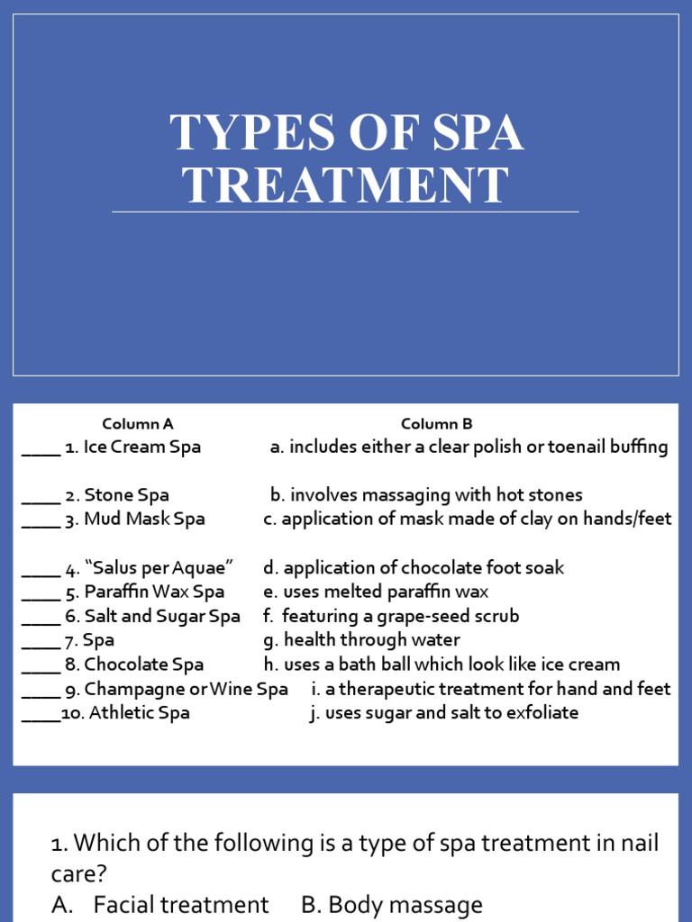 Types of Spa Treatment | PDF | Spa | Nature