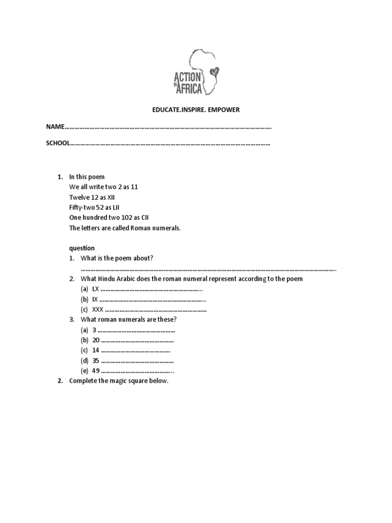 Distance Learning Maths Activity PDF