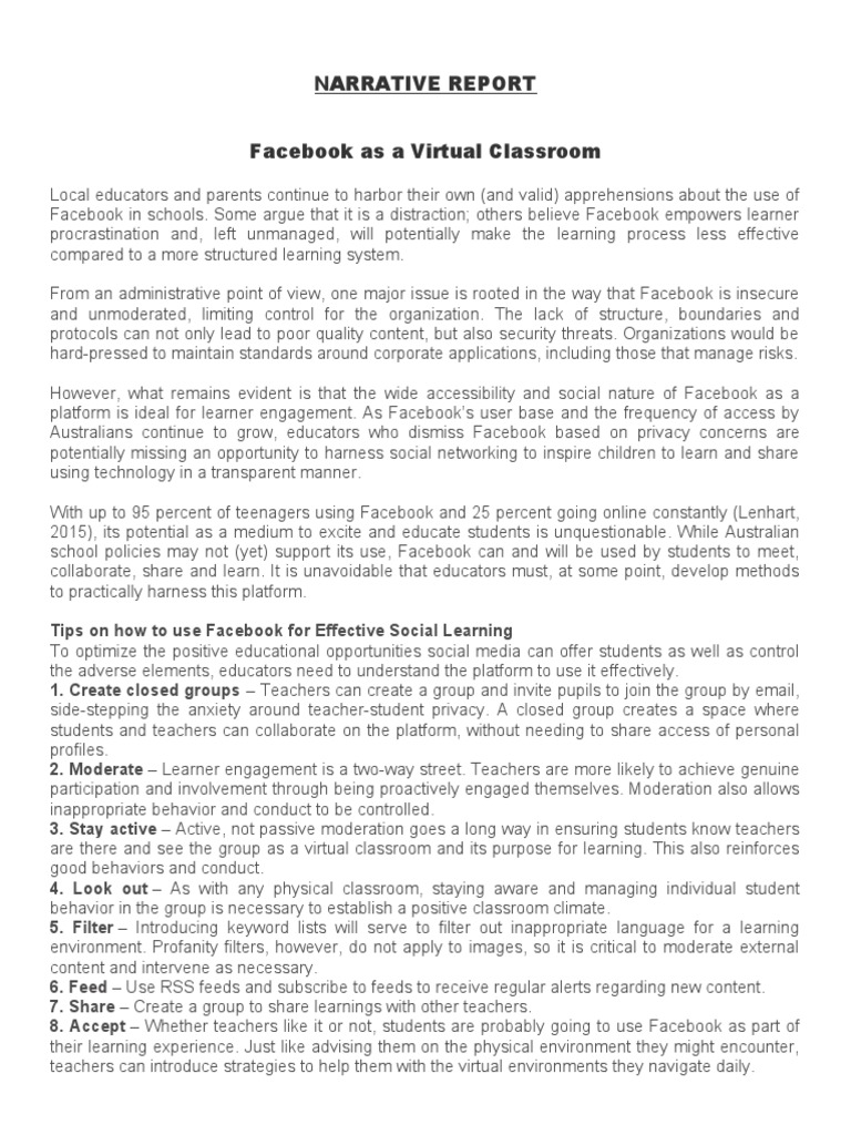 Facebook as a Learning Tool in Classrooms | PDF | Facebook | Distance ...