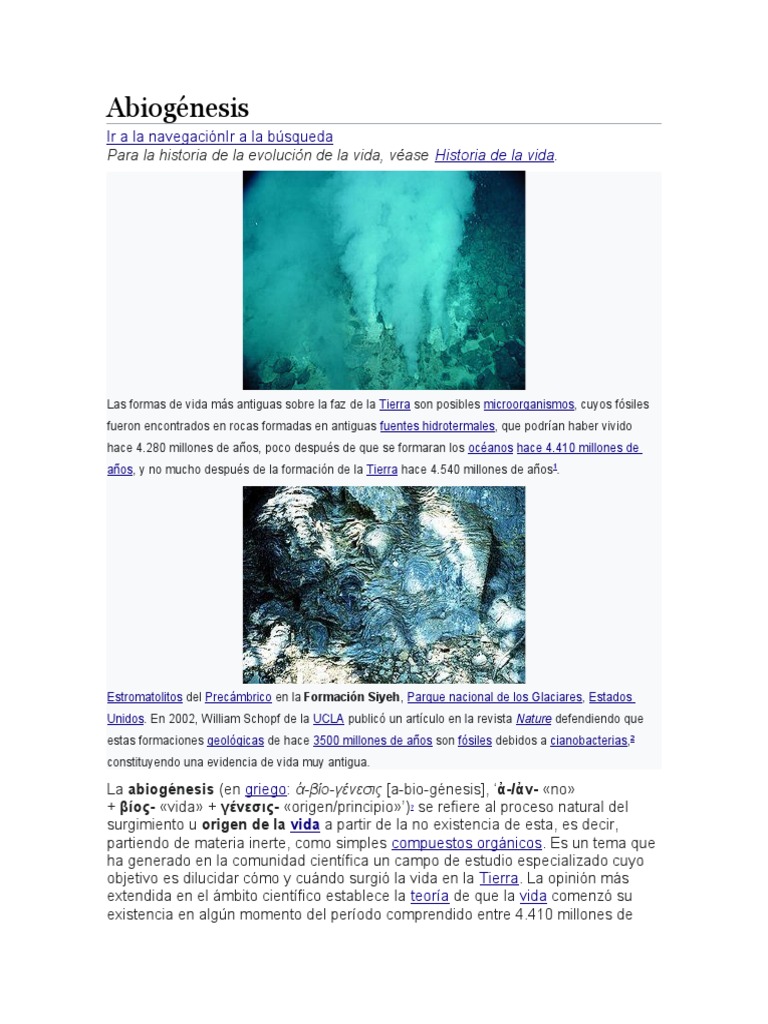 Abiogénesis: Origen de la Vida en la Tierra | PDF | Abiogénesis ...