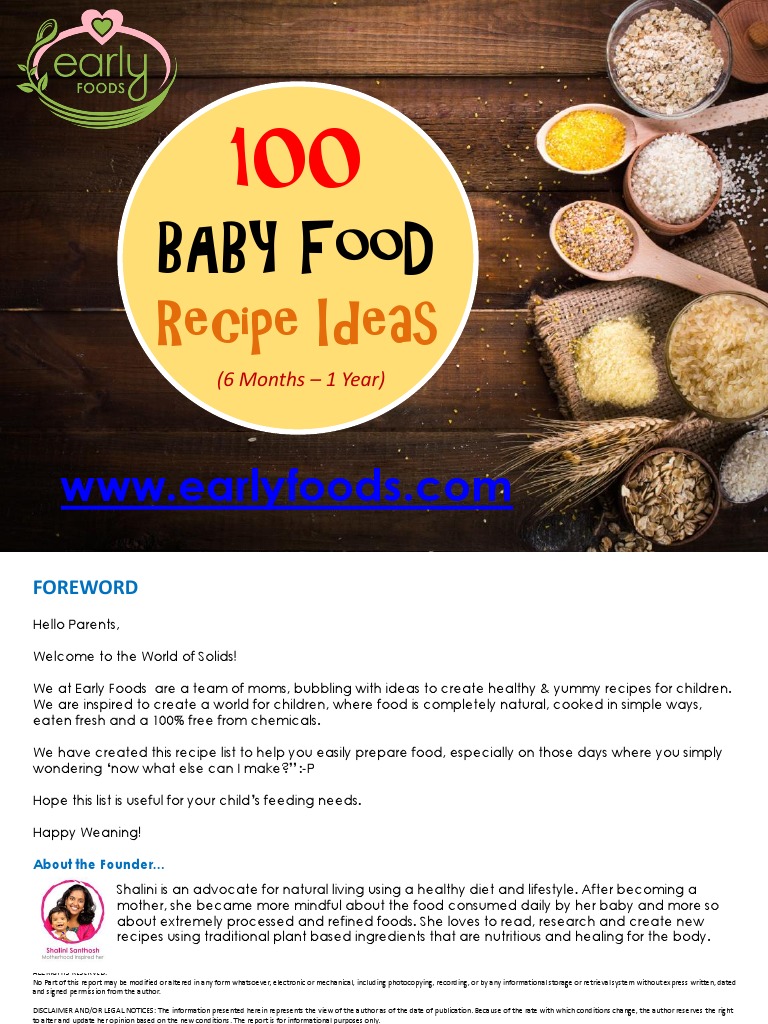 Early Foods - 100 Baby Food Recipe List - Full Details | PDF | Pancake