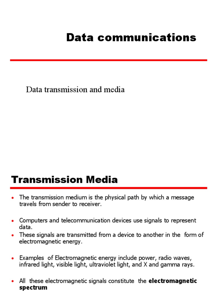 Transmission Media in Data Communication | PDF | Transmission Medium ...