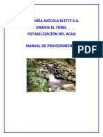 Procedimientos para tratamiento y potabilización de agua en granja avícola