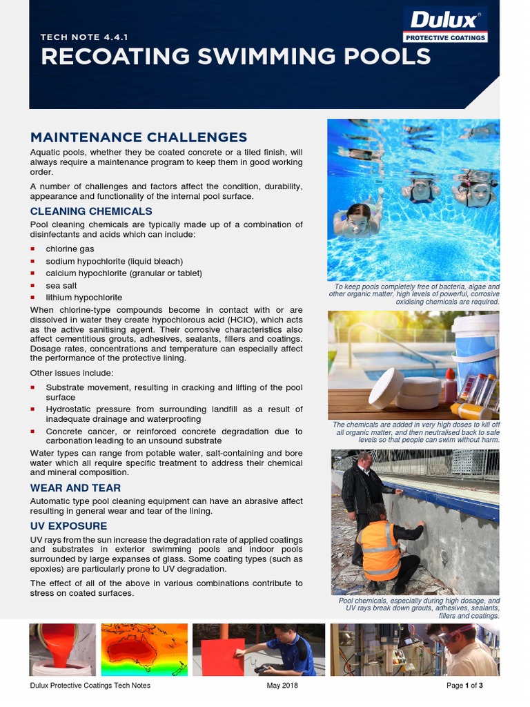 Recoating Swimming Pools: Maintenance Challenges | PDF | Epoxy | Chemistry