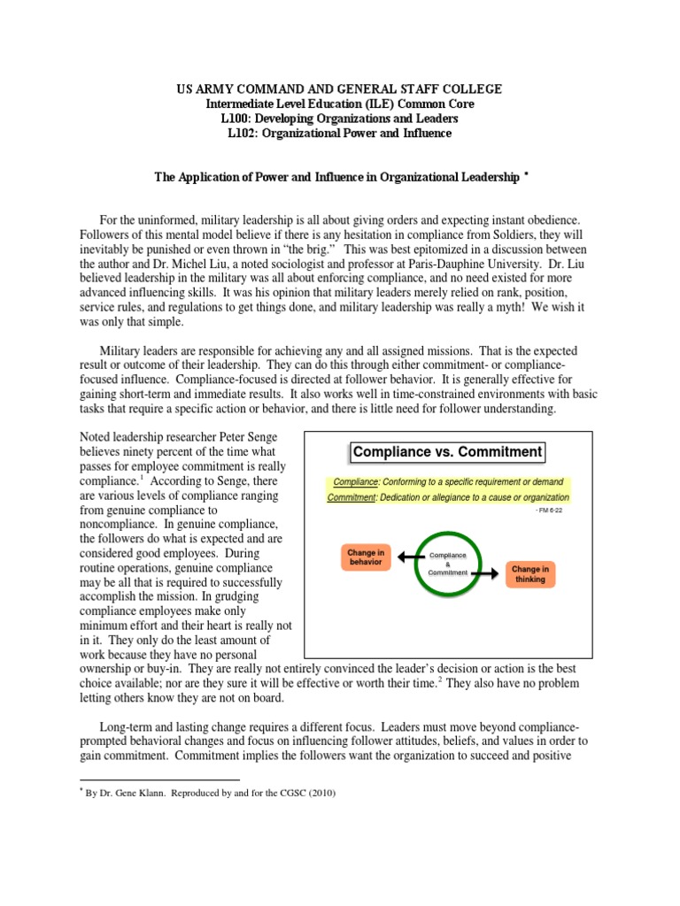 Power and Influence in Military Leadership | PDF | Power (Social And ...