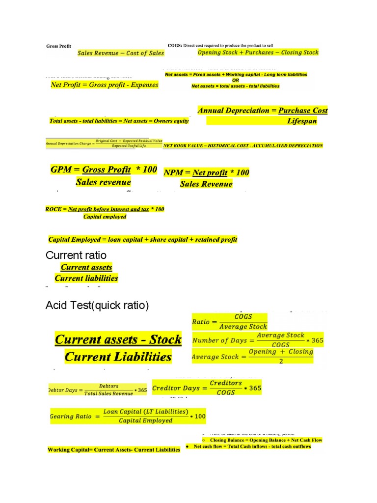 BM Formulas | PDF