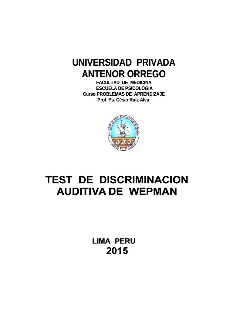 Test de Discriminación Auditiva WEPMAN | PDF | Fonética | Comunicación