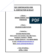 Test Certificates For CB, Contactor & Relay: - : Client:-Binani Cement Limited, Pindwara