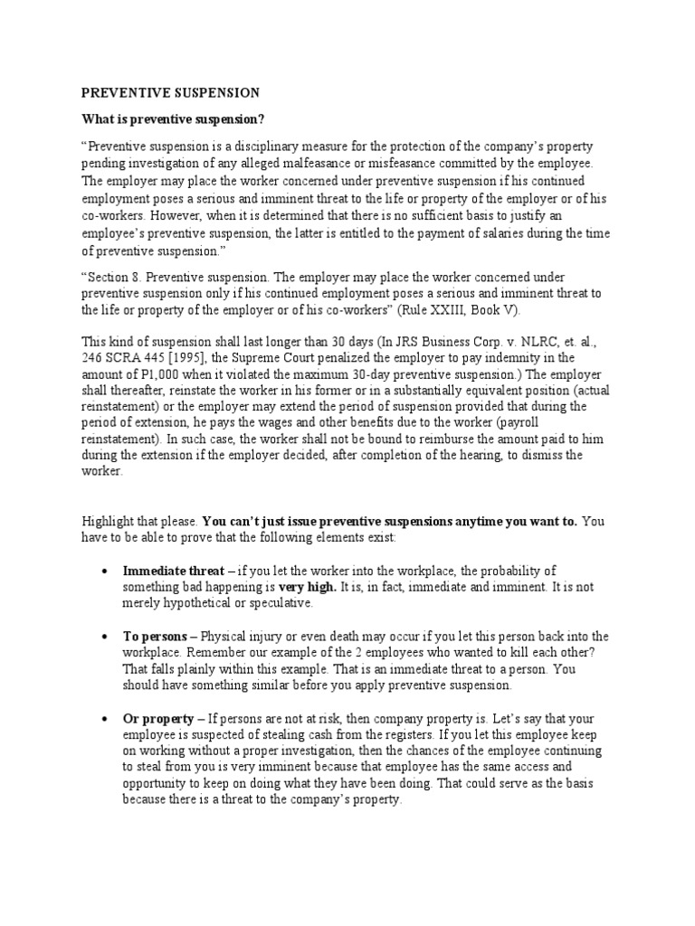 A Guide to Understanding Preventive Suspension Its Purpose