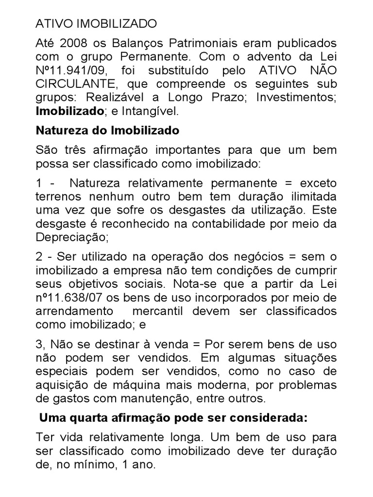 Ativo Imobilizado: Conceitos e Depreciação | PDF | Ativo fixo | Depreciação, image size:768x1024