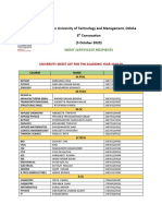 List of Merit Certificate Recipients