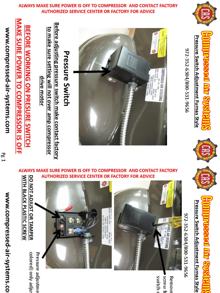 Furnas Style Pressure Switch Adjustment PDF Gases Gas Technologies