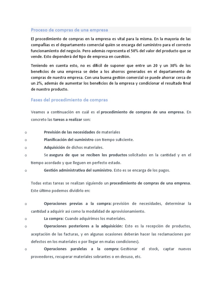Proceso de Compras en Empresas | PDF | Obtención | Business