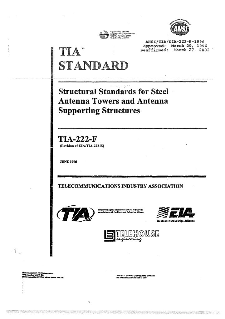 Structural Standards For Steel Antenna Towers and Antenna Supporting