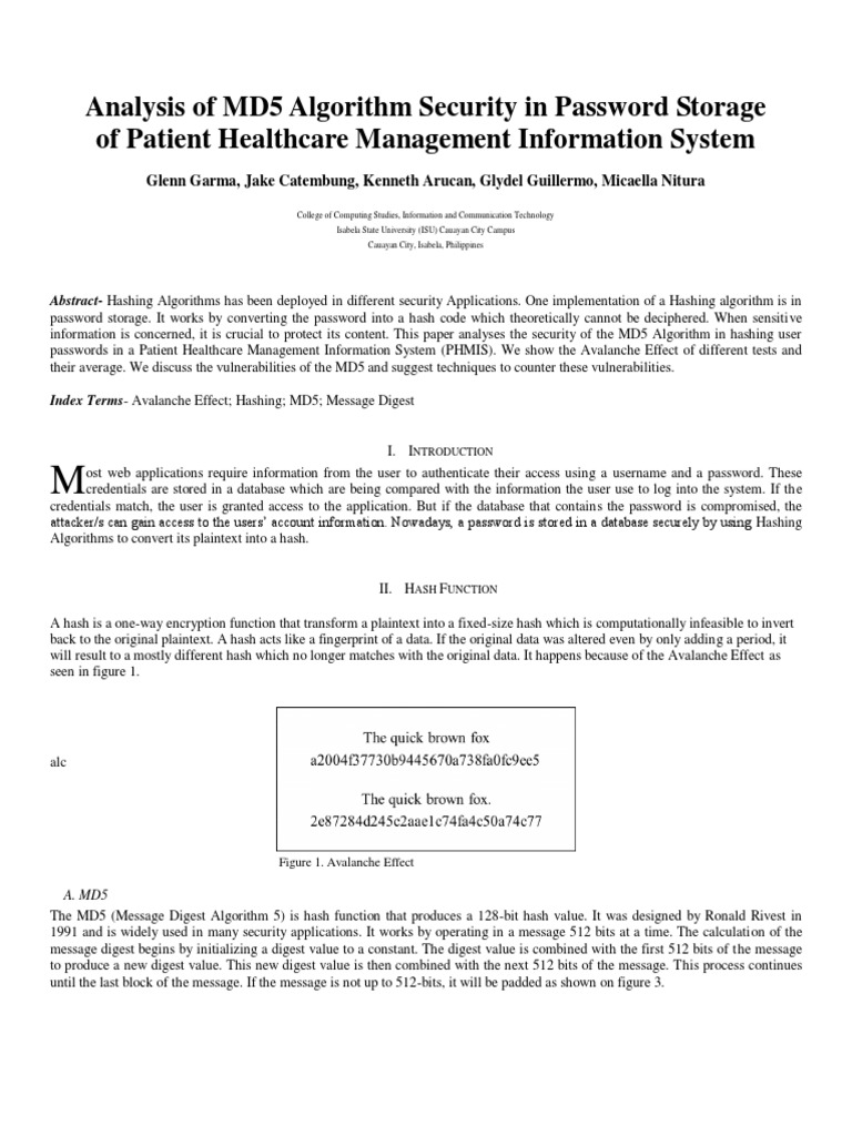 MD5 Security in PHMIS Passwords | PDF | Password | Cyberwarfare