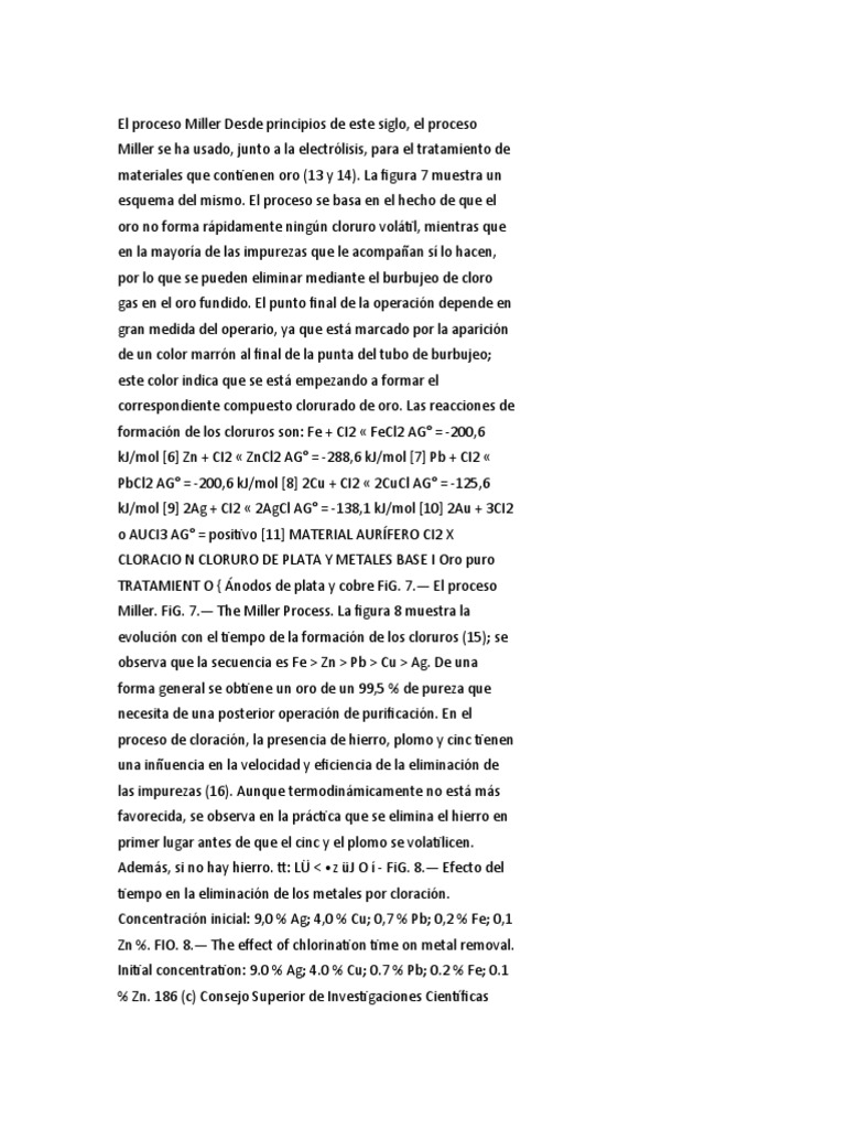 Proceso Miller en la obtención de oro | PDF | Cobre | Oro