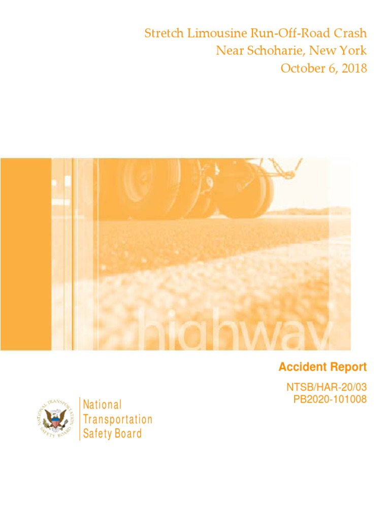 Full NTSB Report On 2018 Schoharie Limo Crash Released 11/5/20 PDF
