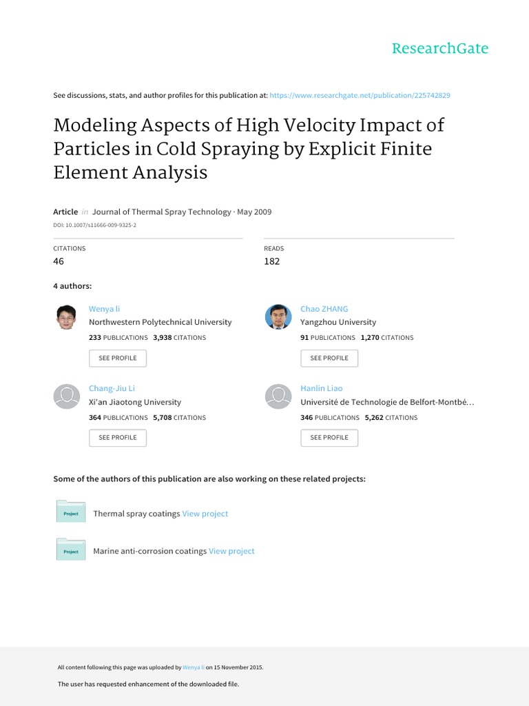High Velocity Particle Impact Modeling | PDF | Friction | Materials