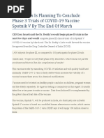 DR Reddy's Is Planning To Conclude Phase 3 Trials of COVID-19 Vaccine Sputnik V by The End of March