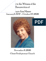 Celebration of The Life of Joyce Misner Bulletin