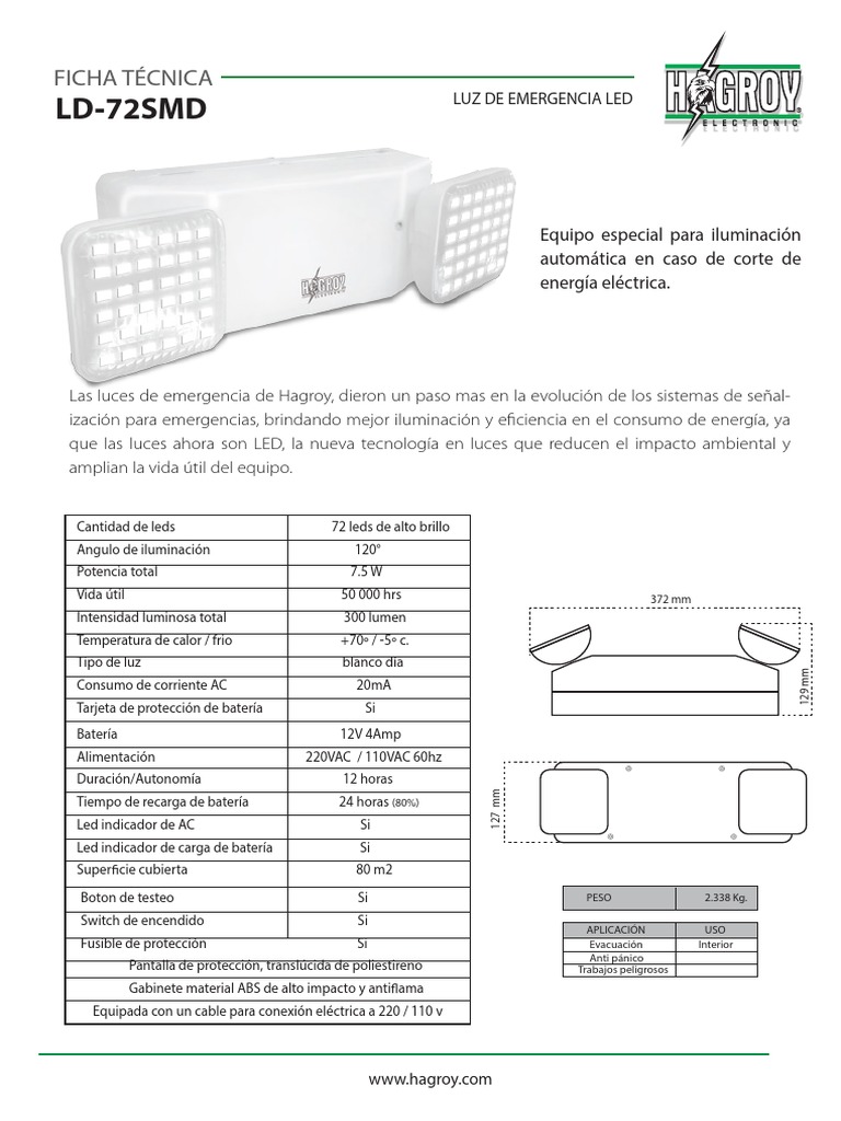 FC Luz de Emergencia LED 12h. HAGROY PDF PDF Diodo emisor de luz Ingenieria Eléctrica