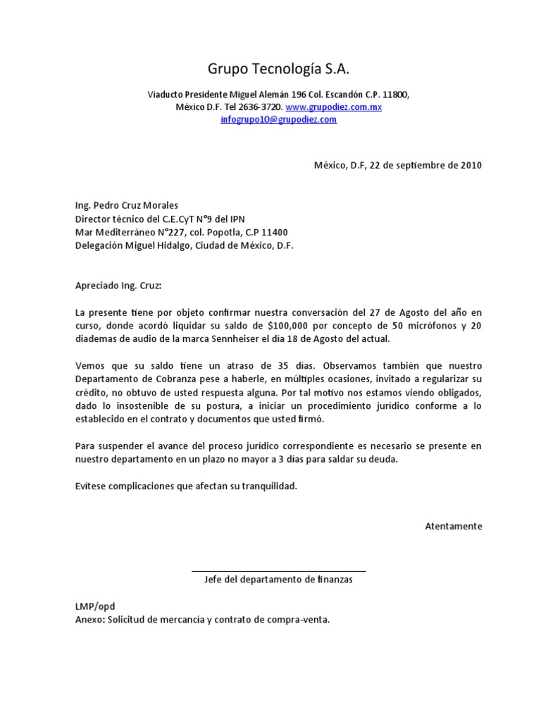 Carta Comercial (ejemplo)