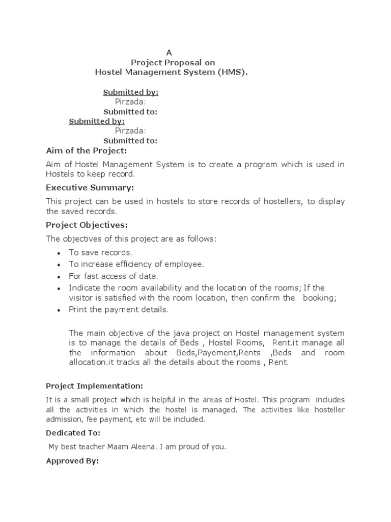 Hostel Management System Project Proposal | PDF