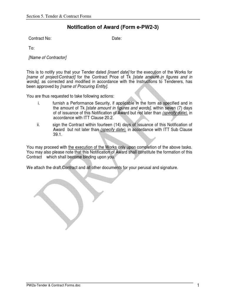 PW2a-Tender & Contract Forms | PDF | Civil Law (Legal System) | Virtue