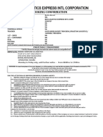 Box Logistics Express Intl Corporation: Booking Confirmation