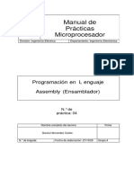 Manual de Prácticas Microprocesador - Programación en Lenguaje Assembly (Ensamblador) - N.° de práctica: 04