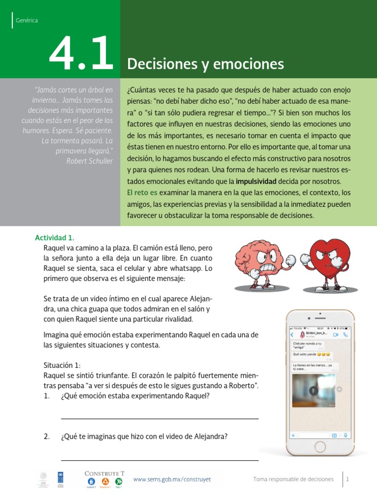 Emociones en la Toma de Decisiones | PDF | Las emociones | Conceptos ...