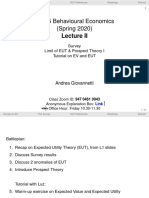 Behavioural Economics (Spring 2020) : Survey Limit of EUT & Prospect Theory I Tutorial On EV and EUT