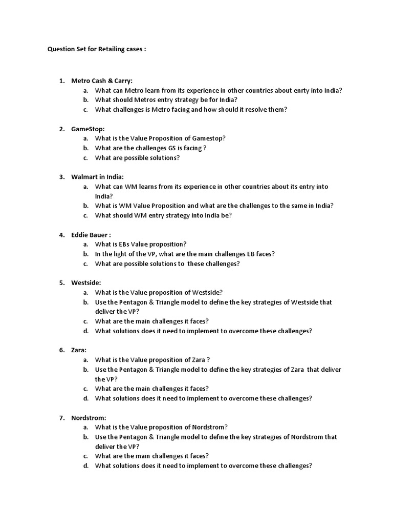 Retail Case Study Questions and Strategies | PDF | Business