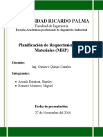 Planificación MRP Universidad Ricardo Palma