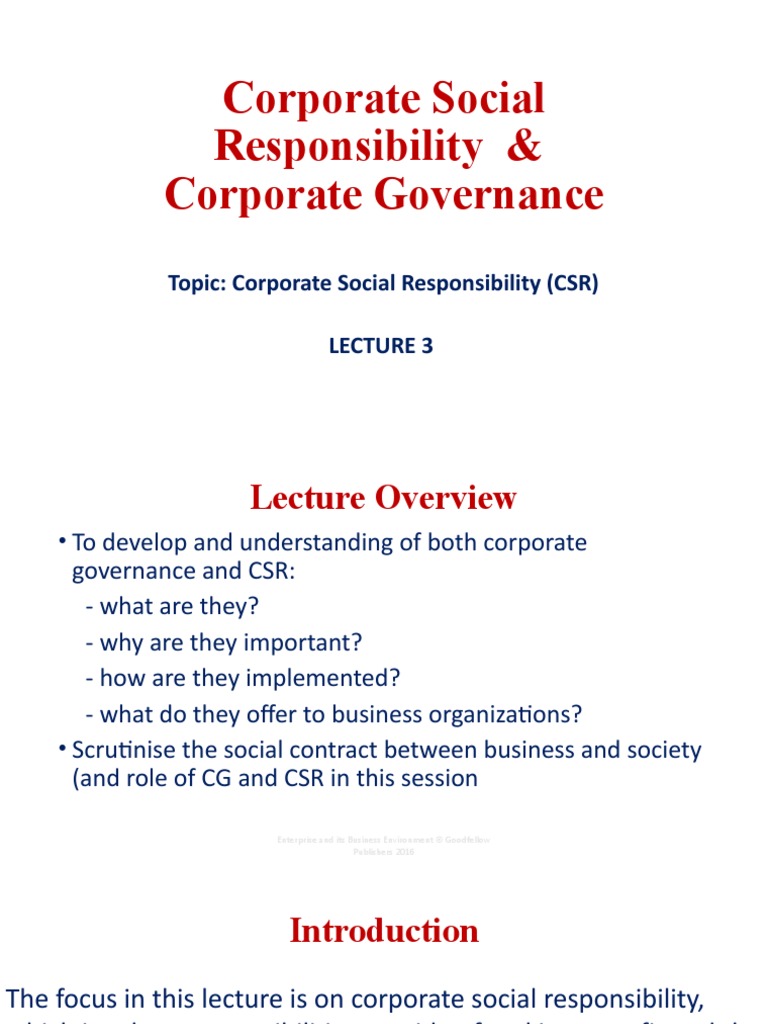 Corporate Social Responsibility & Corporate Governance | PDF ...
