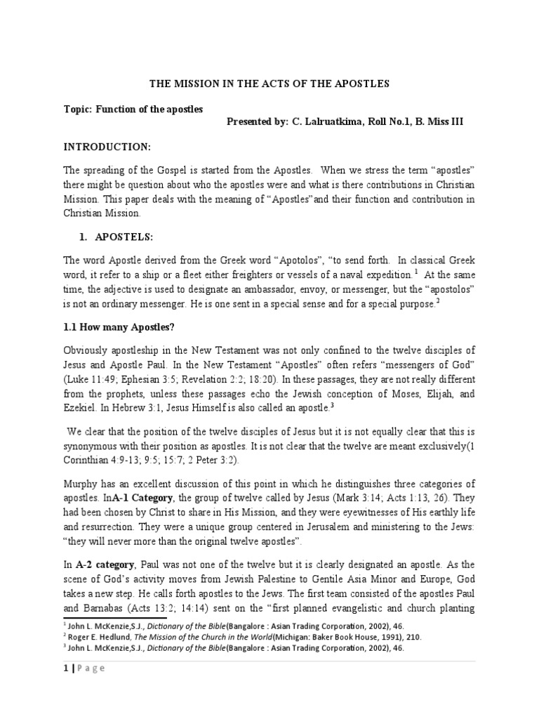 Functions and Roles of Apostles | PDF | Acts Of The Apostles | Paul The ...