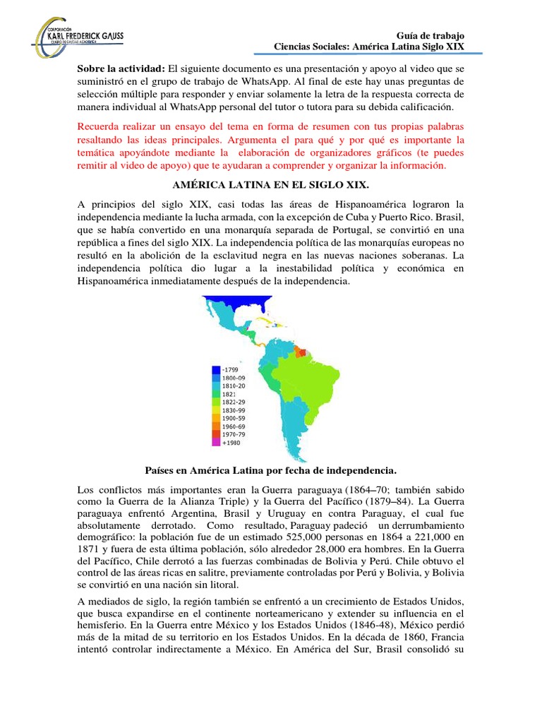 América Latina SIGLO XIX | PDF | America latina | Américas