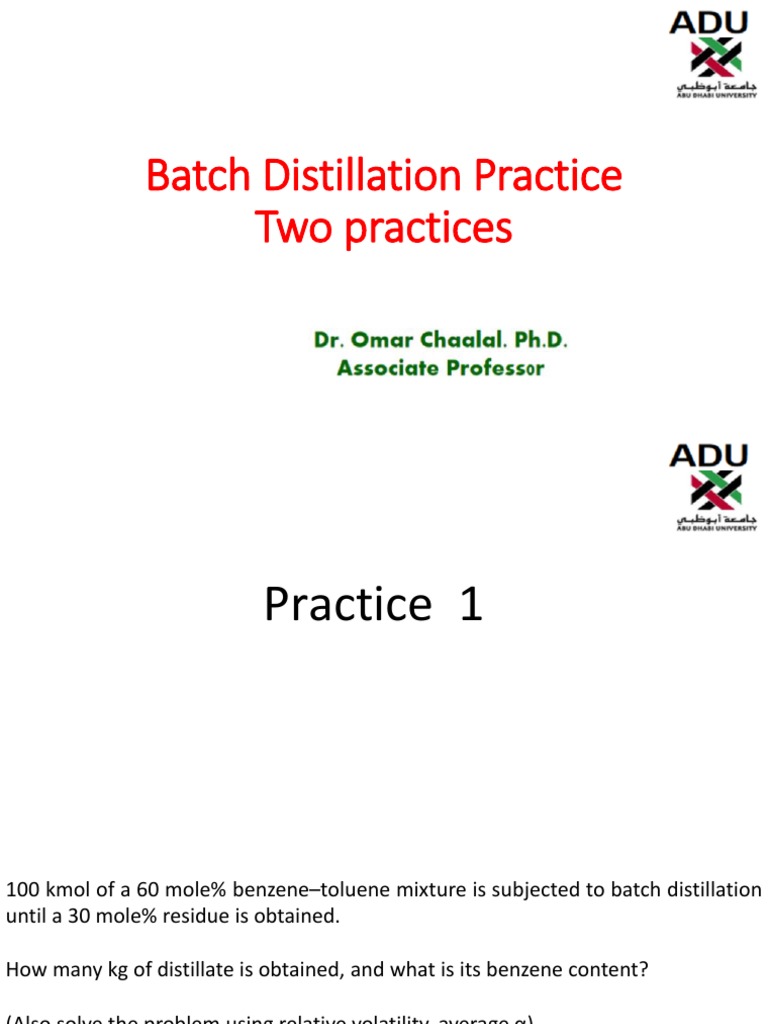 Batch Distillation of Benzene-Toluene Mix | PDF | Science & Mathematics