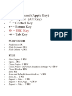 Scrivener Keyboard Shortcuts