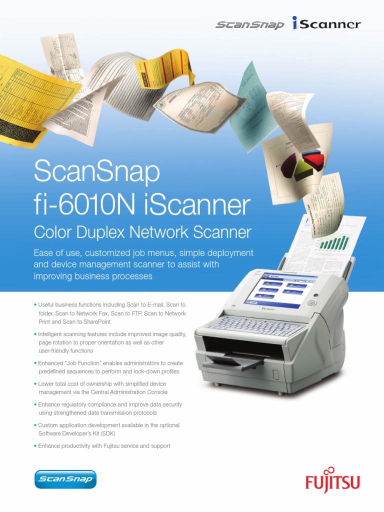 Scansnap Fi-6010N Iscanner: Color Duplex Network Scanner | PDF | Image ...