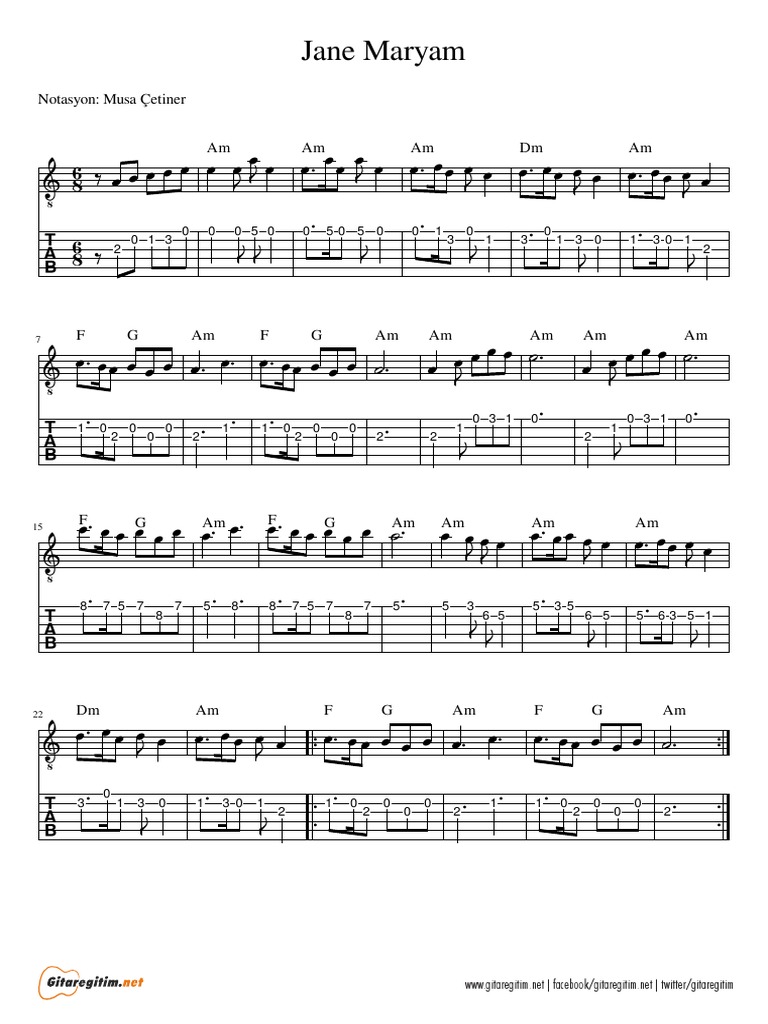 Jane Maryam Notasyon Musa Çetiner PDF