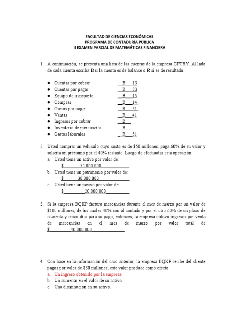 Examen Parcial de Matemáticas Financieras | PDF