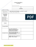 Lesson Planning Sheet for Grade 9 Chemistry