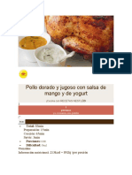 Pollo Dorado y Jugoso Con Salsa de Mango y de Yogurt