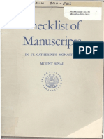 Clark K W - Checklist of Manuscripts St. Catherine's Monastery, Mount Sinai